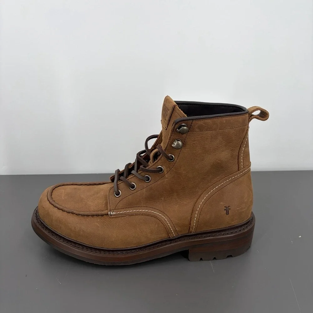 Frye Mens Bark Hudson Suede Work Boots Sz 8.5 Industrial Construction Outdoor